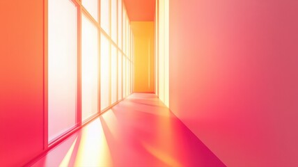 Obraz premium Vibrant sunset gradient illuminates creative corridor with energizing colors and inspiring atmosphere