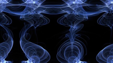 Obraz premium Chaotic Wireframe Pattern of Blue Lines Intersecting Against a Black Background Depicts an Abstract Network Design