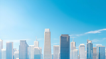 Fototapeta premium Modern Urban Skyline Against Clear Blue Sky in Daylight
