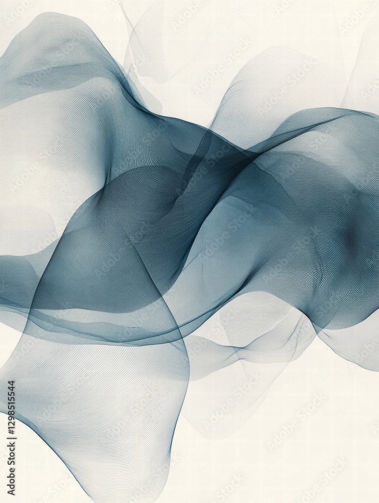 Aufkleber Soft flowing waves in muted tones create a serene atmosphere in an abstract background. Generative AI