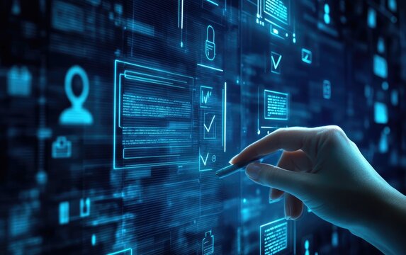Interactive digital interface, hand interacting
