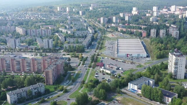 Top view of an ordinary provincial town in Russia