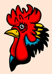 Ilustración de la cabeza de un gallo