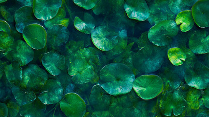 Tranquil water surface with vibrant lily pads texture for nature design