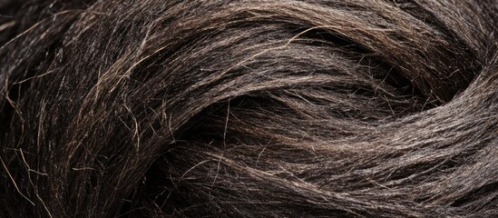Naklejka premium Dark Brown Hair Texture: A Close-Up Study of Long, Silky Strands