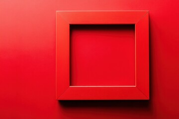A bright red frame sits against a similar colored background