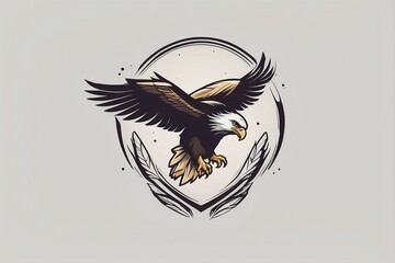 Minimalist Logo Featuring a Cute Eagle on a White Background, Reflecting the Elegance of Minimalism