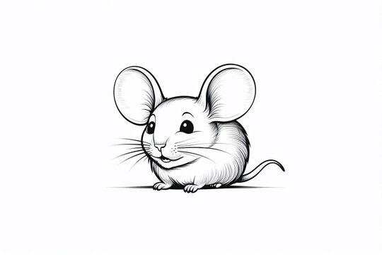 Minimalist Logo Featuring a Cute Mouse on a White Background, Reflecting Ideas of Minimalism