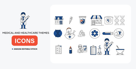 Medical and healthcare icon themes