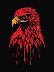 Obraz premium Bold Red Eagle Head Illustration with Dripping Feathers