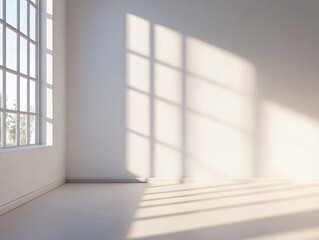 Empty White Room with Sunlight