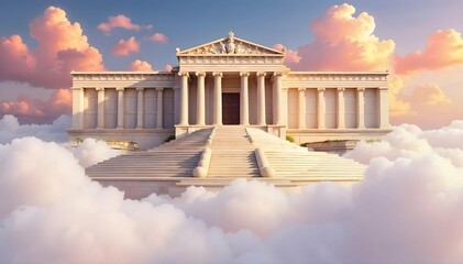 Obraz premium Background with Olympus palace with clouds