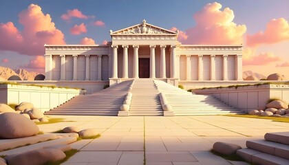 Background with Olympus palace beautiful sky