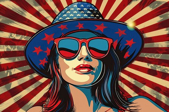 Vector illustrated of a 4th of july sunglasses portrait flag. - Powered by Adobe