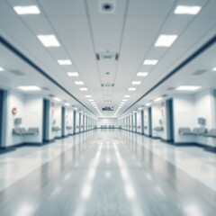 Obraz premium Empty Hospital Corridor with Waiting Area