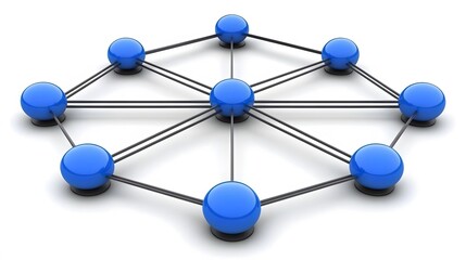 Abstract Network Connection Blue Spheres 3D Illustration