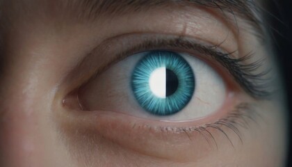 Fototapeta premium Futuristic eyes featuring holographic lines within the iris. 