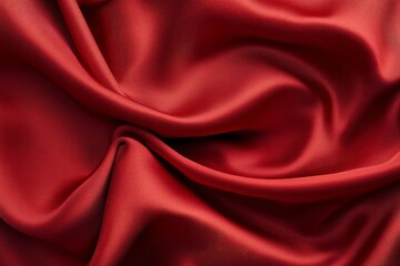 Obraz premium Luxurious red fabric with soft folds in close-up. AI image