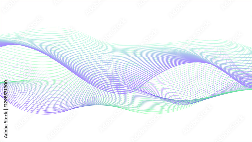 Wall mural abstract vector wavy lines flowing smooth curve colorful gradient purple blue on transparent backgro
