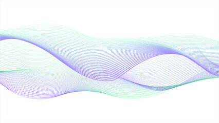 Abstract vector wavy lines flowing smooth curve colorful gradient purple blue on transparent background. Modern abstract glowing wave background..