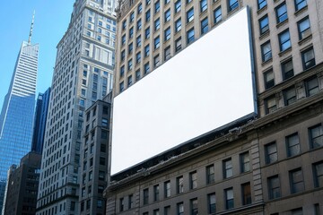 blank billboard on the side of an old building, with a white background and no text or graphics.