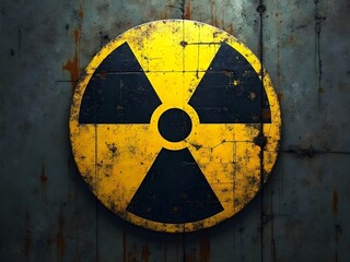 Fototapeta premium radiation warning sign on grunge wall background.