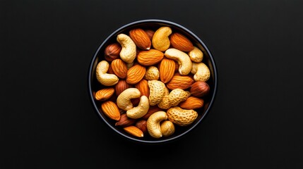 Mixed Nuts Delight, a vibrant bowl filled with assorted nuts, highlighting rich textures and colors, perfect for snack enthusiasts.