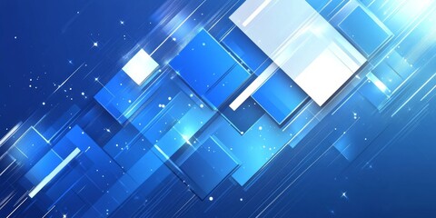 Obraz premium Blue and white geometric squares form an abstract digital background