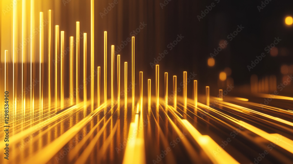 Wall mural dynamic golden sound waves create vibrant visual representation of audio data, showcasing energy and