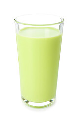 Fresh mung bean juice in glass isolated on white