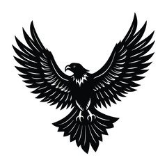 eagle with wings  silhouette on white background.