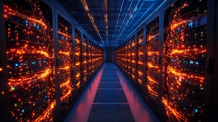 futuristic server room fiber optics --ar 16:9
