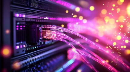 Fototapeta premium futuristic server room fiber optics --ar 16:9