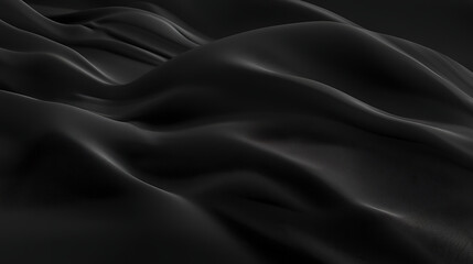 Fototapeta premium A black and white image of a black fabric with a wave pattern