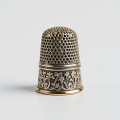 Ornate metal thimble with floral design
