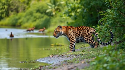 Obraz premium Jaguar on Pantanal River Bank, Mato Grosso, Brazil