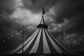 Obraz premium Black and white circus outdoors black architecture.