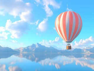 Obraz premium Hot air balloon over the lake