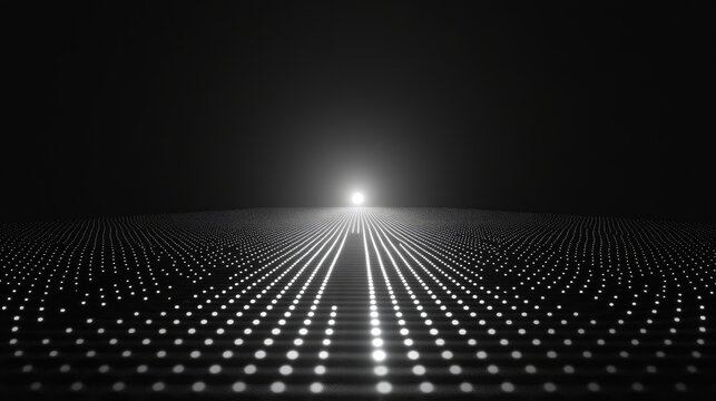 Illuminated path towards a distant glow in a network of connected dots