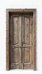 Fototapeta premium Aged Wooden Double Door with Weathered Frame