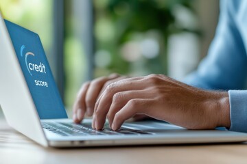 Checking Credit Score Online on Laptop