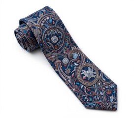 Ornate Floral and Avian Necktie Design