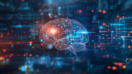Obraz premium Artificial Intelligence Brain-Computer Integration