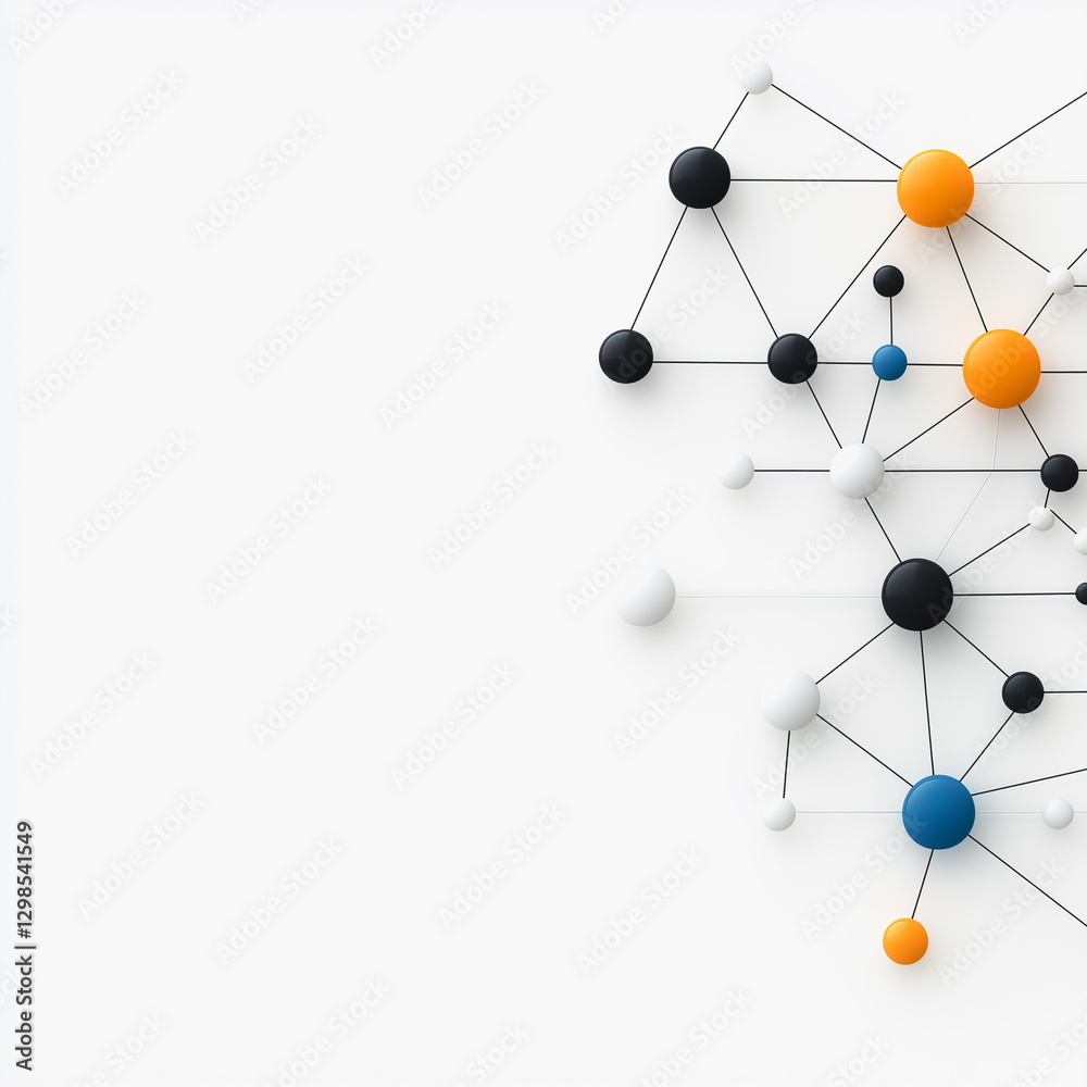 Poster interconnected network: a network of interconnected nodes, symbolized by spheres and connecting line