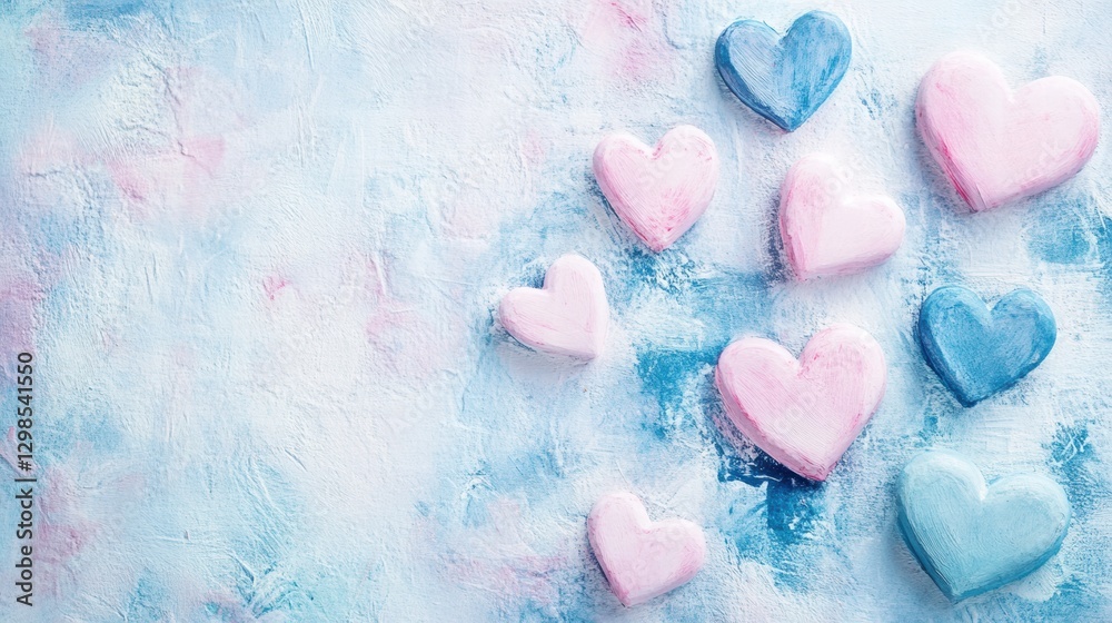 Leinwandbilder colorful heart shapes arranged on a soft pastel background for a creative art project display. gener