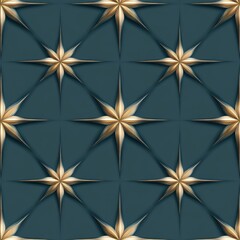Fototapeta premium A textured pattern features intricate golden star designs against a deep blue background, perfect for use in interior design, textiles, or digital projects