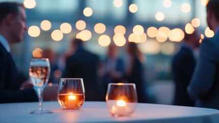 Evening event with drinks and candlelight