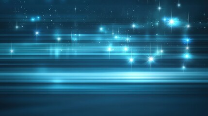 An abstract background of shimmering blue stripes with sparkling stars, ideal for use in digital design, presentations, or as a backdrop for various creative projects
