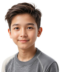 Portrait of a smiling boy with styled hair, transparent background png