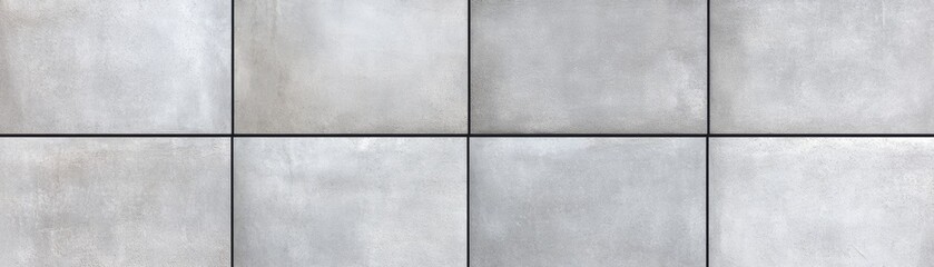 Fototapeta premium Smooth, gray concrete panels arranged in a grid pattern, showcasing a modern and minimalist aesthetic, Ideal for backgrounds, architectural designs, or home decor inspiration,